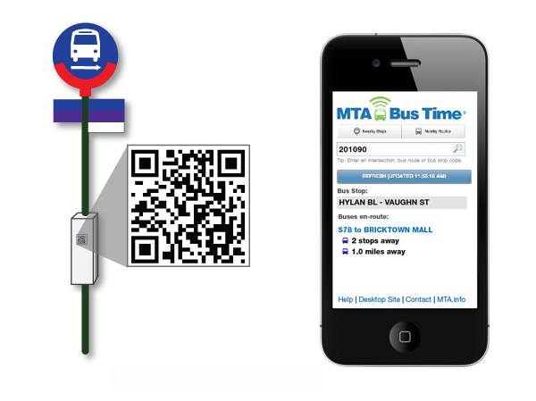 diagram of QR code on bus stop pole box guide-a-ride